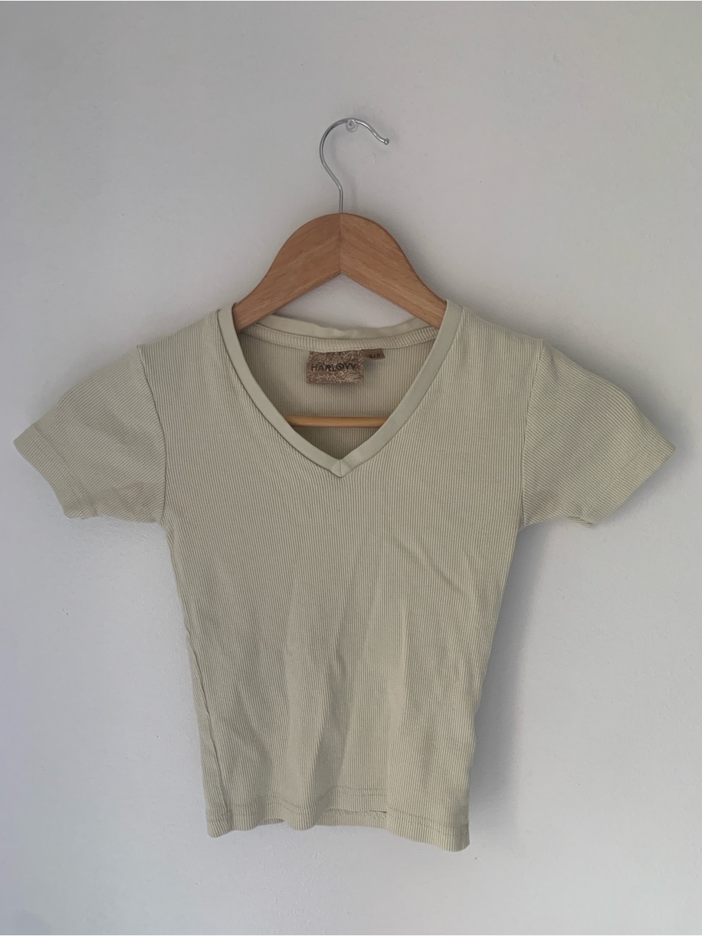 Harlow Ribbed Baby Tee - Light Sage
